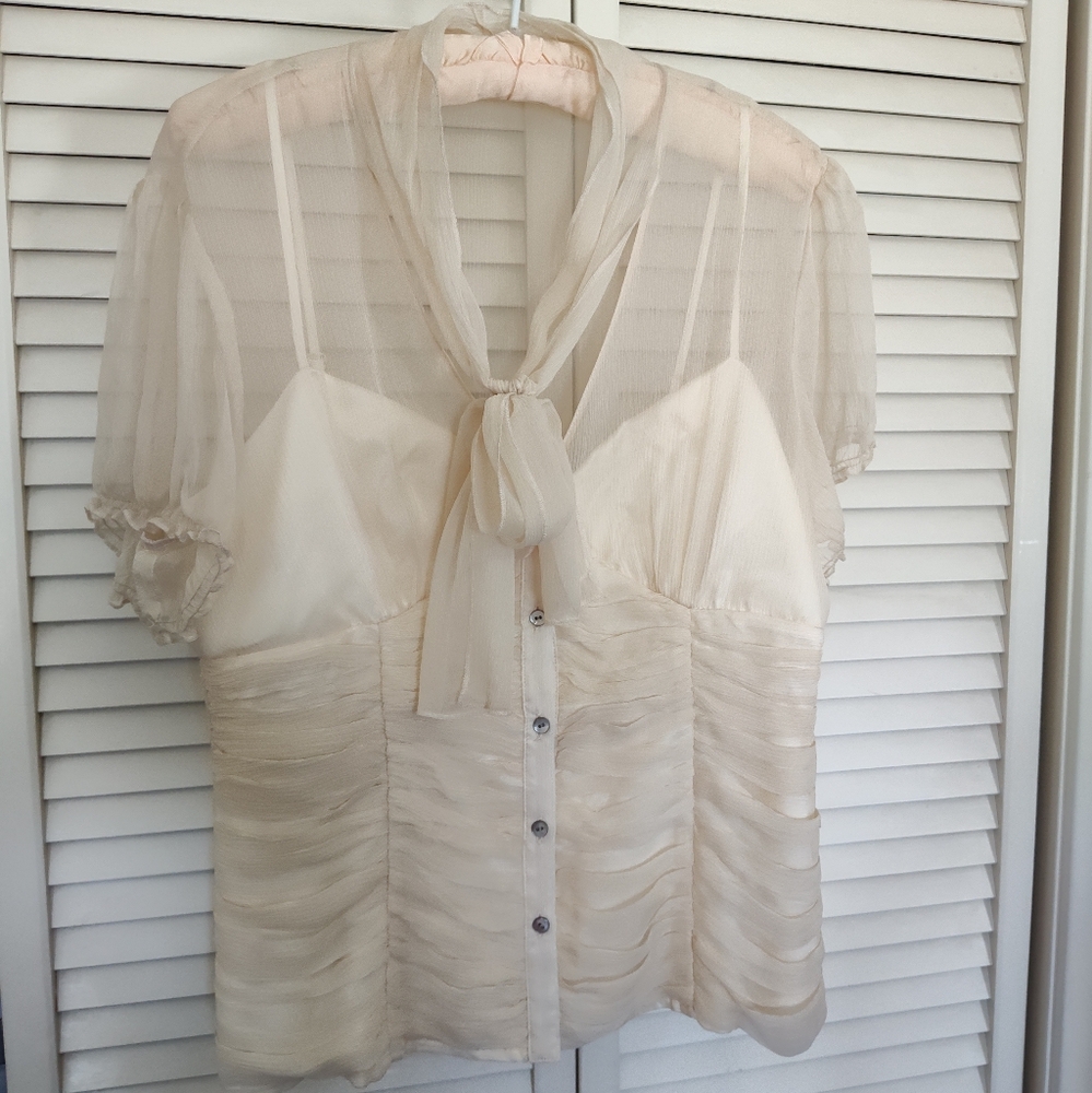 J. PETERMAN SHEER SILK BLOUSE